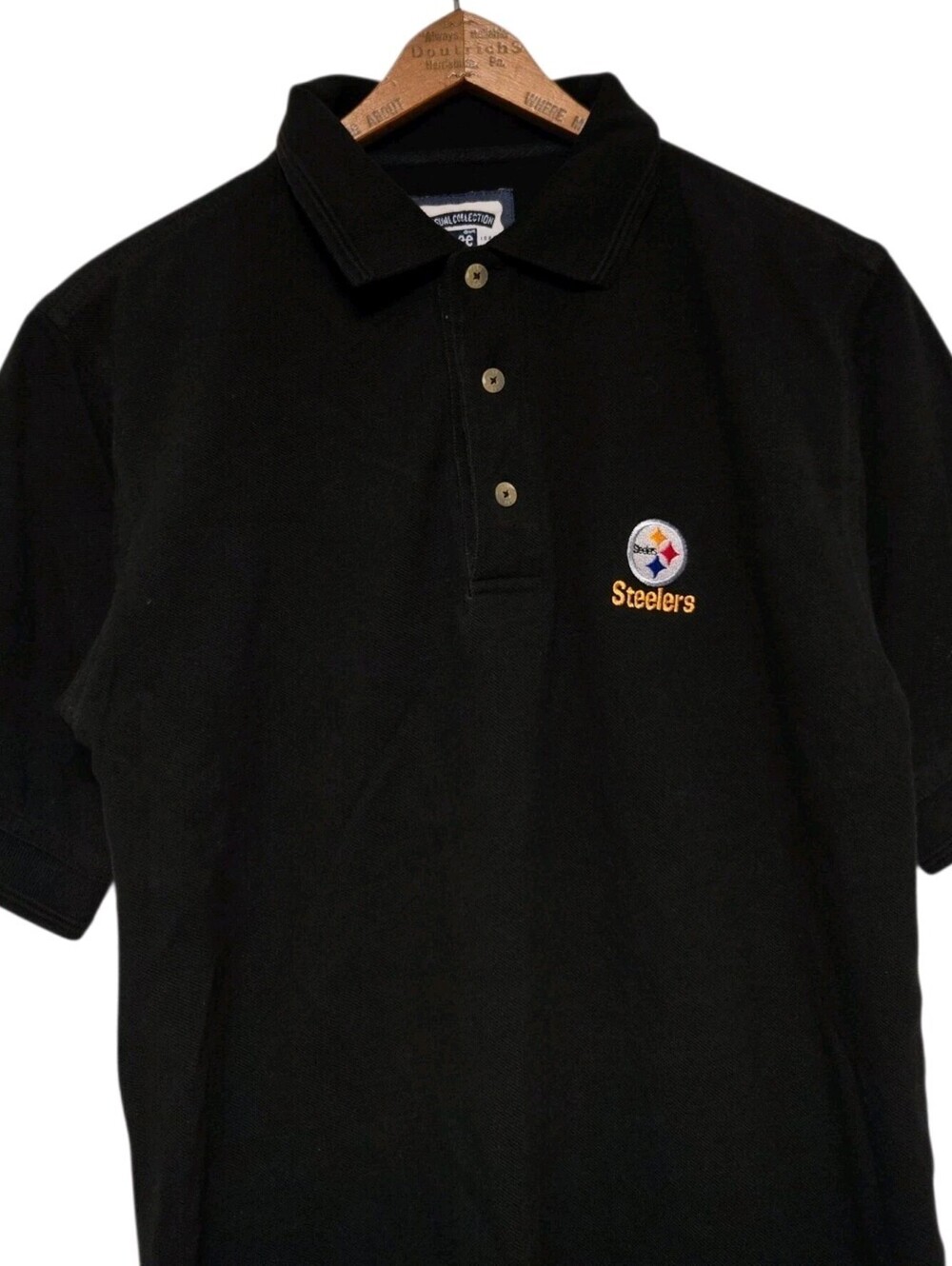 Vintage Pittsburg Steelers Mens Polo Short Sleeve Shirt Men's Small Black Lee